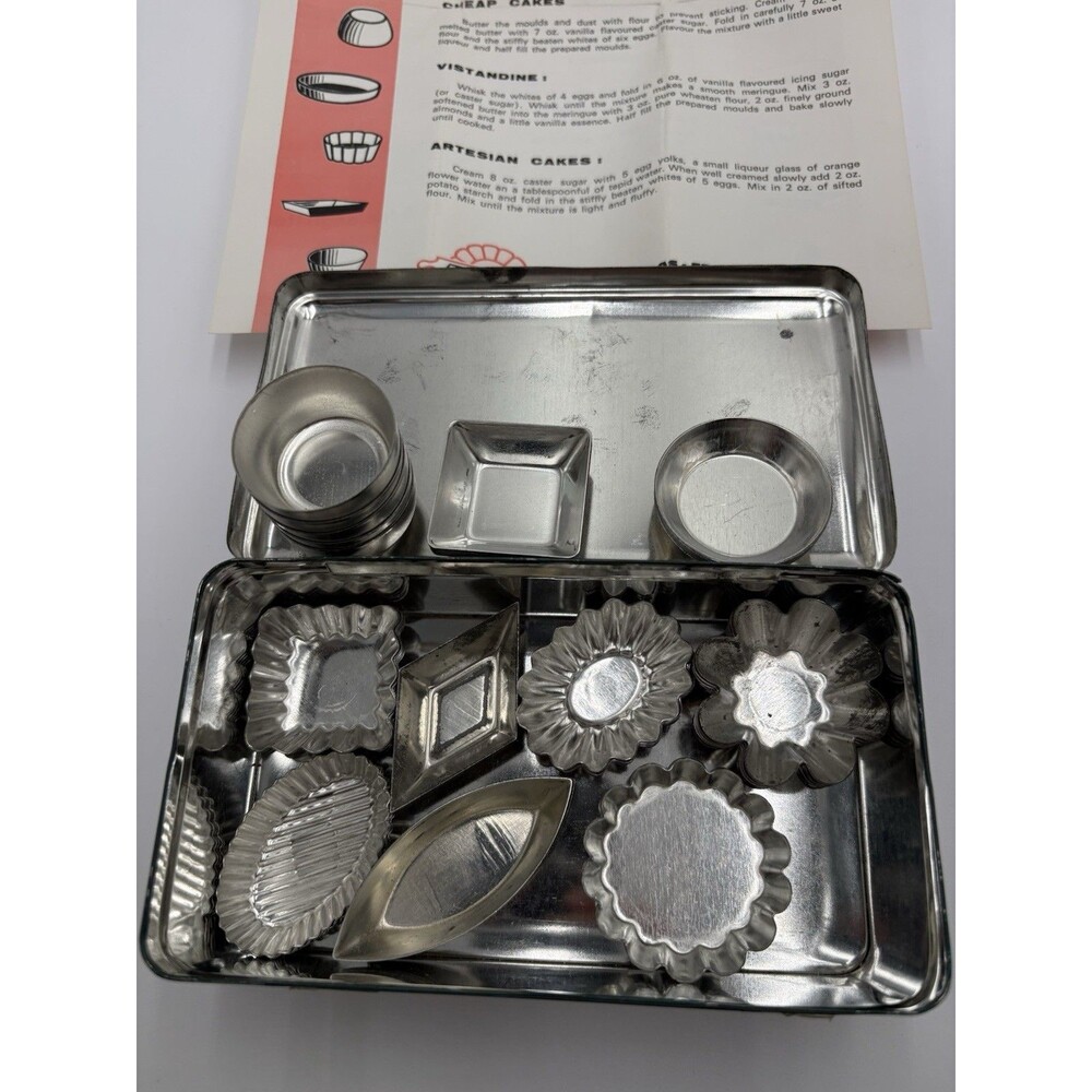 50 Matfer Mini Small My Fancy Cake Bake Molds Tarts Tins w Recipes & Box France